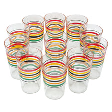 Hand Painted Multi Color Stripe Cocktail Glasses