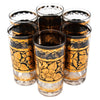 Georges Briard Gold and Black Flower Collins Glasses Top | The Hour Shop