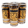 Georges Briard Gold and Black Flower Collins Glasses | The Hour Shop