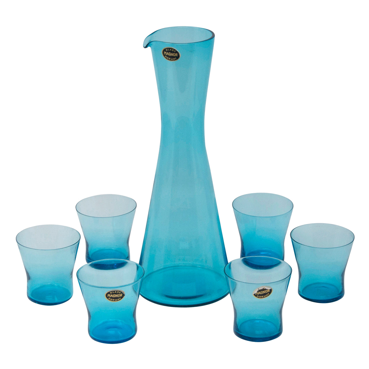 Vintage Magnor Glass Aqua Cocktail Pitcher Set | The Hour Shop