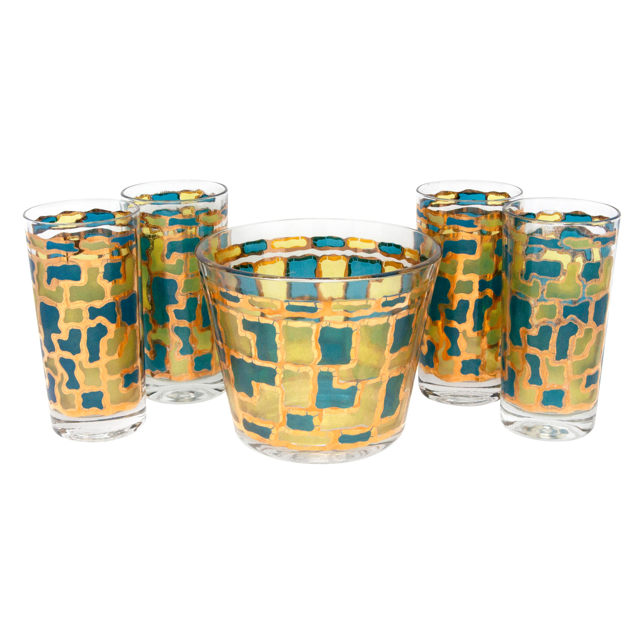 Vintage Multi Color Stained Glass Ice Bucket Cocktail Set | The Hour Shop