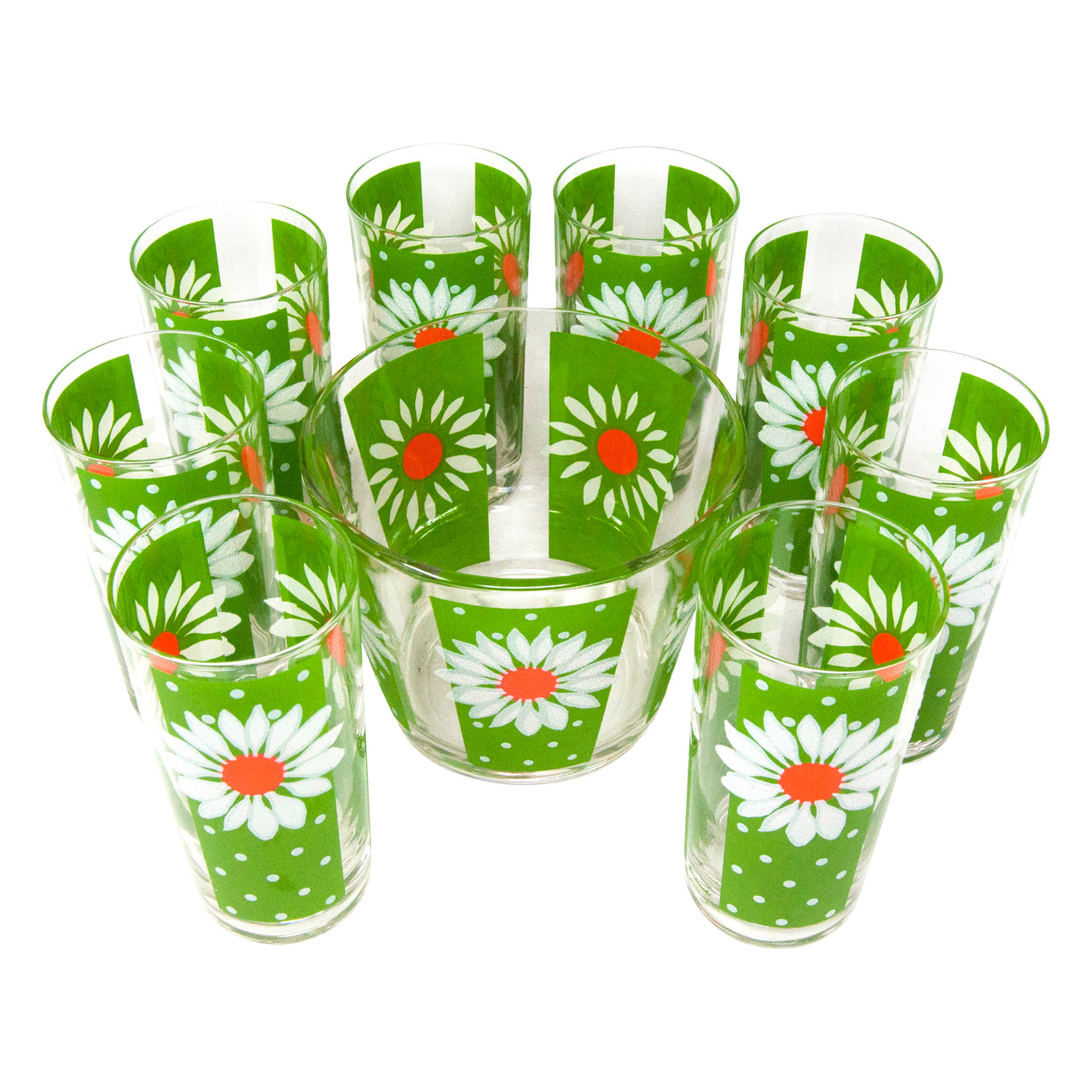 Vintage Pasinski White Daisy Ice Bucket Cocktail Set The Hour Shop