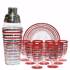 Vintage Red & Silver Stripe Cocktail Shaker Set, The Hour