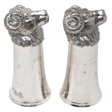 Vintage Rams Head Silver Plate Stirrup Cups Right | The Hour Shop