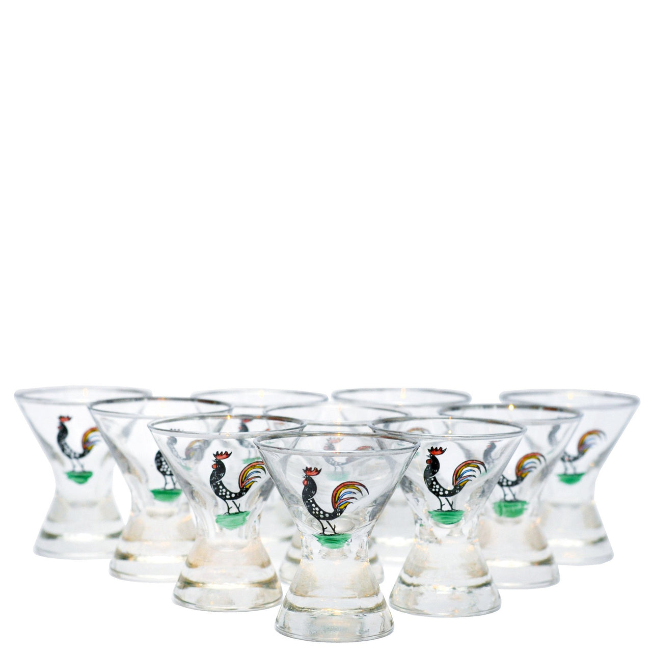 Vintage Rooster Hand Painted Cocktail Glasses | The Hour Shop