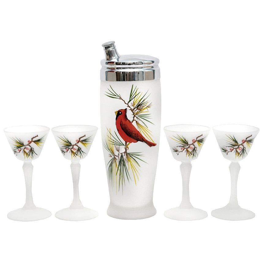 Red Cardinal Frosted Cocktail Shaker Set