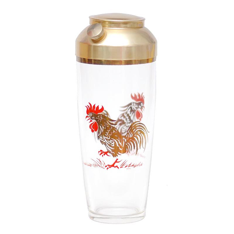Gold & Red Rooster Cocktail Shaker