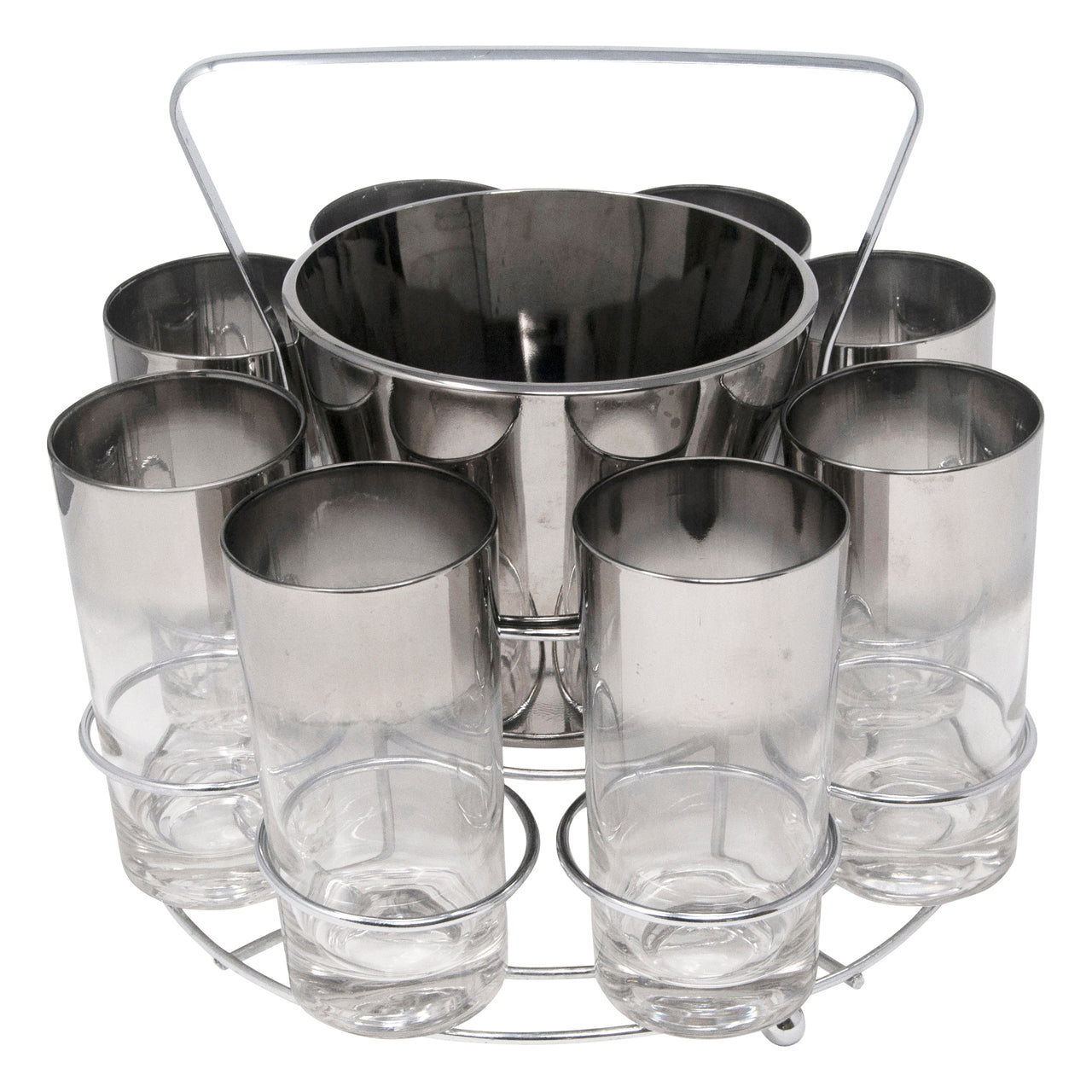 Vintage Mercury Fade Ice Bucket Collins Glasses Caddy Set | The Hour Shop
