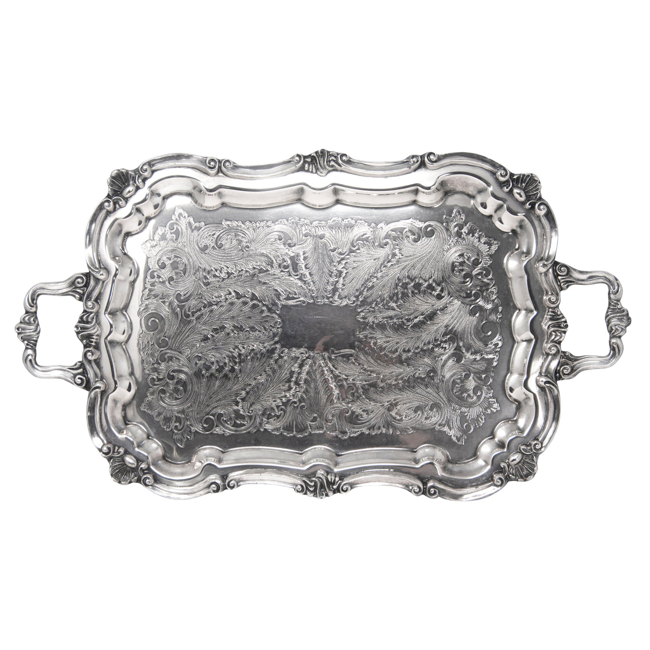 Vintage Leonard Silver Plate Large Footed Tray Top | The Hour Shop