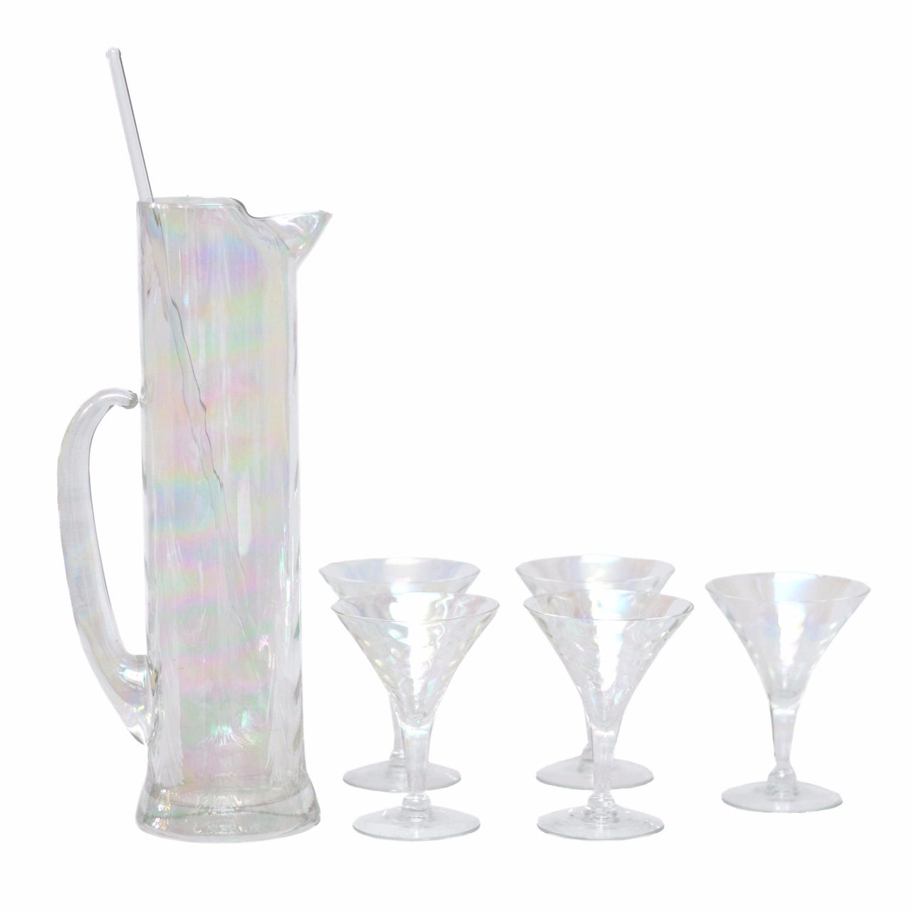 Draping Iridescent Cocktail Pitcher Set, The Hour Vintage Glassware