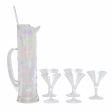 Draping Iridescent Cocktail Pitcher Set, The Hour Shop Vintage Glassware Cocktail Pitcher Cocktail Glasses