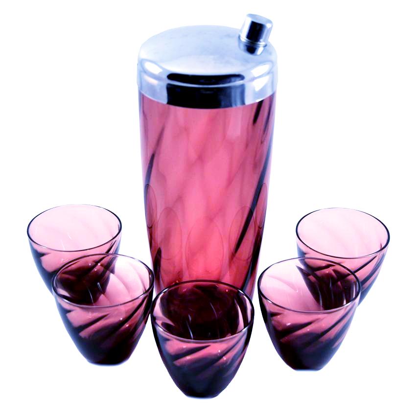 Hazelware Amethyst Glass Cocktail Shaker Set | The Hour Vintage