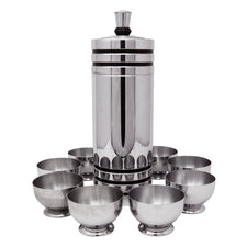 Vintage Chase Gaiety Black Lines Chrome Cocktail Shaker Set Front | The Hour Shop
