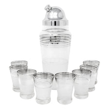 Vintage Frosted Silver Band Cocktail Shaker Set | The Hour Shop