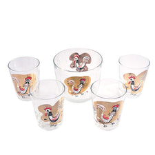 Vintage Rooster Ice Bucket Rocks Glass Set, The Hour Shop