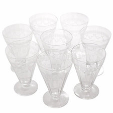 The Hour Shop, Fostoria Etched Footed Cocktail Glasses