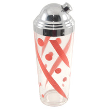 Vintage Red Swirls & Dots Glass Cocktail Shaker | The Hour Shop