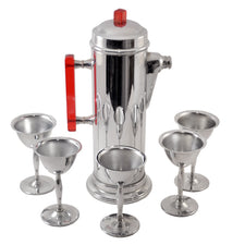 Chrome & Red Lucite Cocktail Set