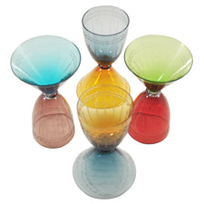 Vintage Multi Color Etched Double Sided Cocktail Glasses | The Hour Shop