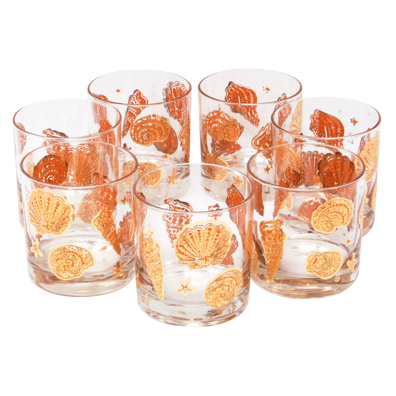 Vintage Culver Gold and Orange Seashell Rocks Glasses | The Hour Shop