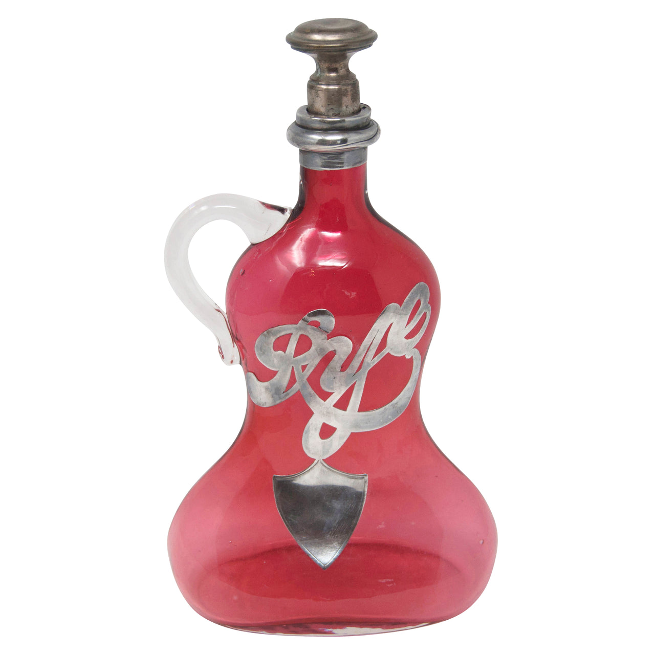 Vintage Ruby Red & Sterling Rye Art Deco Decanter | The Hour Shop
