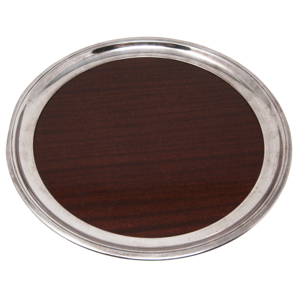 Vintage Crescent Brown Formica Silver Plate Tray | The Hour Shop