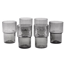 Stackable Smoke Glass Footed Rocks Glasses