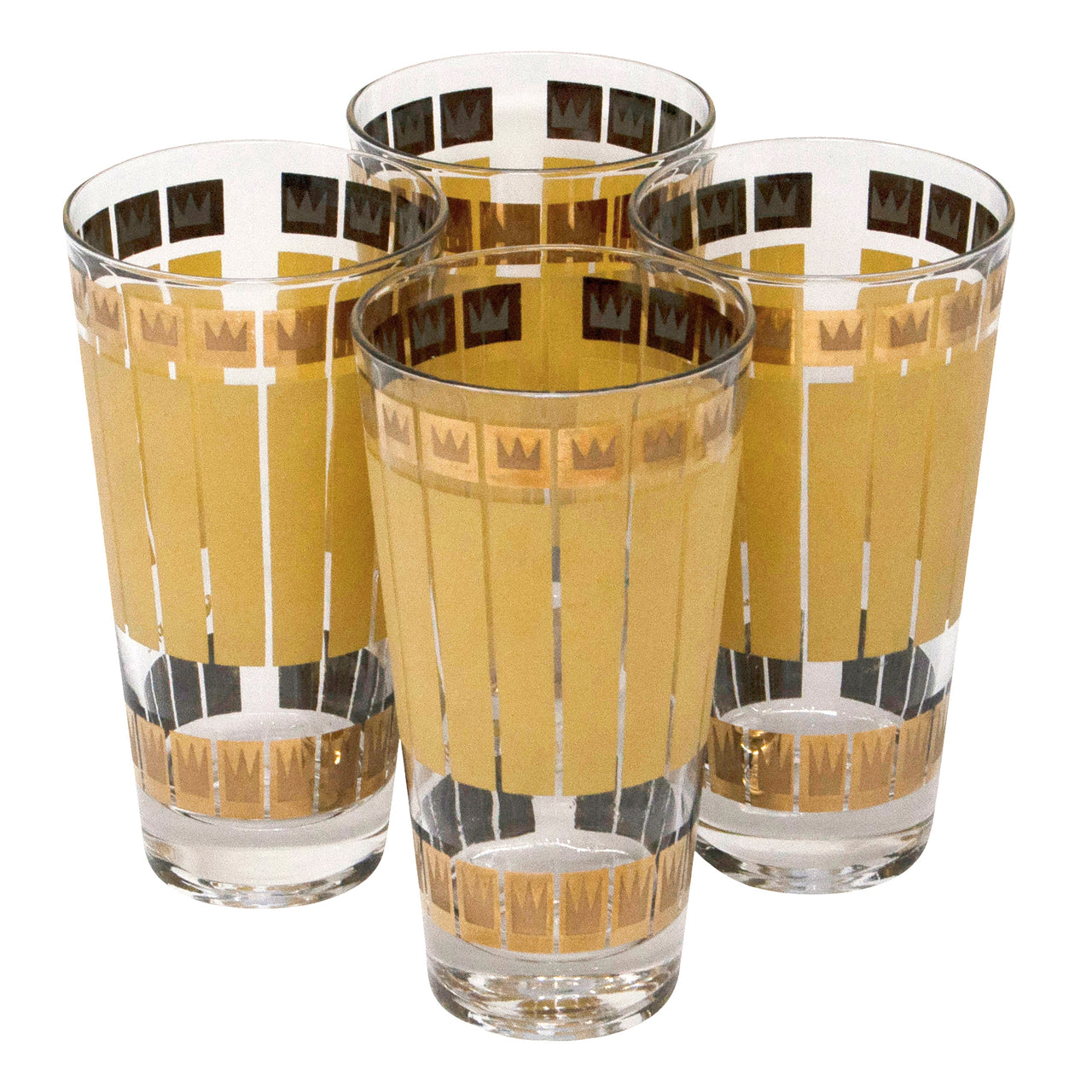 Fred Press Gold Crown Yellow Stripe Collins Glasses | The Hour Shop