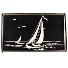 Black & White Vintage Art Deco Sailboat Tray, The Hour Shop