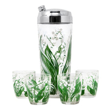 Vintage Hazel Atlas Lily of the Valley Cocktail Shaker Set Front | The Hour Shop