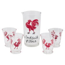 Vintage Red Rooster Cocktails for Four Pitcher Set | The Hour Shop