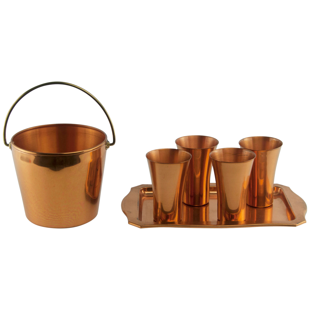Vintage Copper Bucket With Metal Handle / Storage / Kitchen Display Decor /  Country / Farmhouse / Vase / Ice Bucket on Bar Cart / Planter 