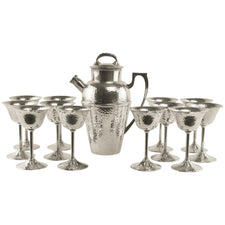 Vintage Bernard Rice's Sons Silver Cocktail Shaker Set, The Hour 