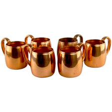 Mid Century Vintage West Bend Solid Copper Mugs, The Hour 