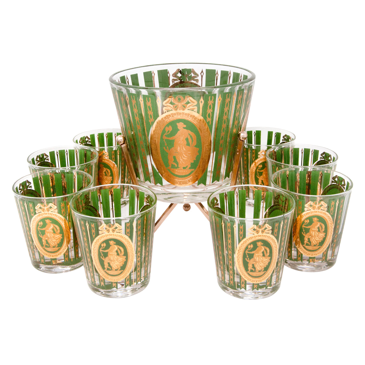 Vintage Gold & Green Ice Bucket Cocktail Set | The Hour Shop