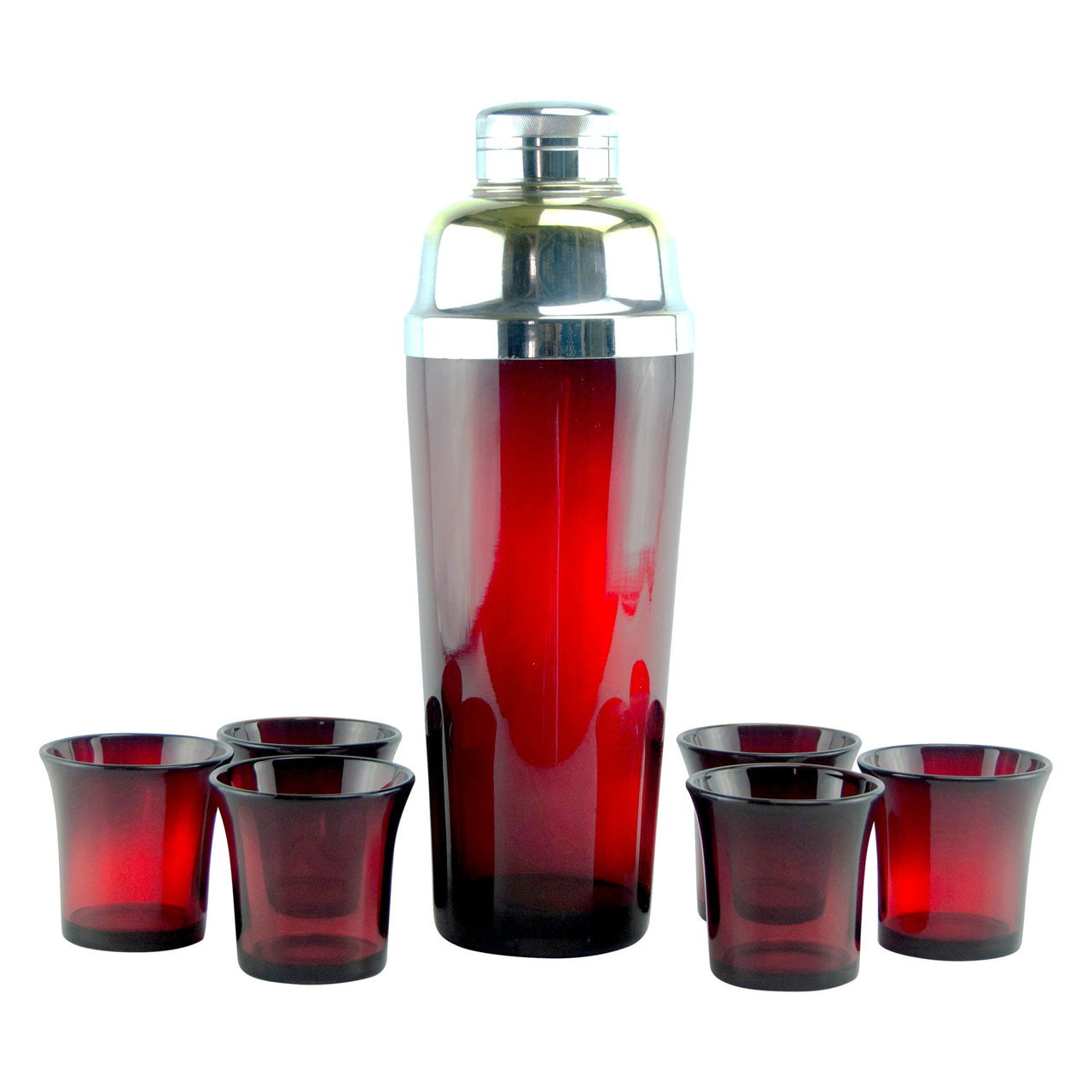 Ruby Red 7 Piece Cocktail Shaker Set | The Hour Shop Vintage