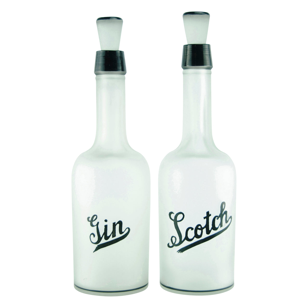 Frosted Glass Rye & Gin Decanter Set | The Hour Shop Vintage