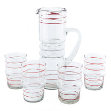 Red & White Pinstripe Pitcher Set | The Hour Shop Vintage