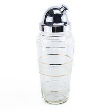 Frost & Gold Banded Glass Cocktail Shaker | The Hour Vintage