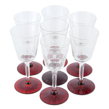 Red Base Etched Art Deco Cocktail Glasses | The Hour Vintage