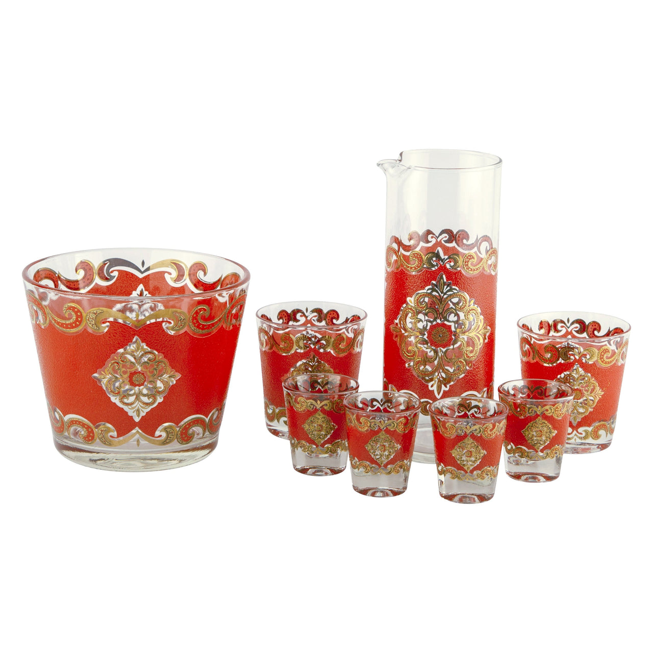 Starlyte Red & Gold 8 Piece Cocktail Set | The Hour Vintage