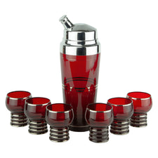 Vintage Ruby Red & Platinum Cocktail Shaker Set | The Hour
