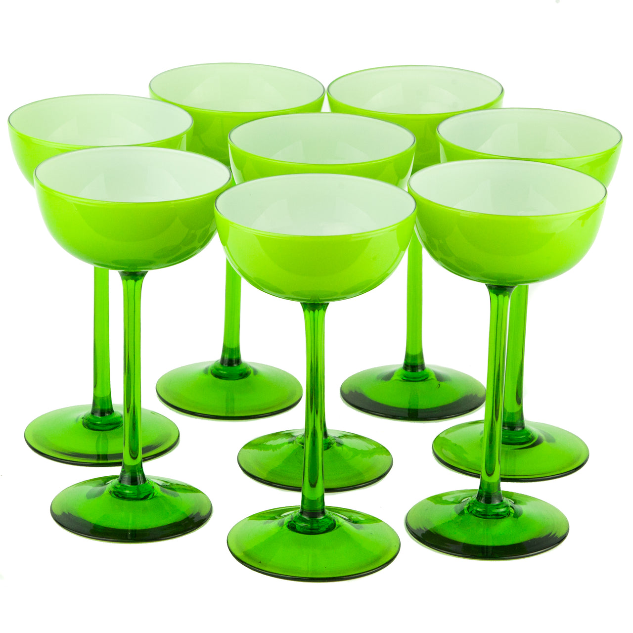 Carlo Moretti Green Cased Coupe Glasses | The Hour Vintage