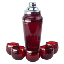 Vintage Ruby Red & Platinum Rings Cocktail Shaker Set | The Hour Shop