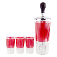 Vintage Red & White Stripe Ice Crusher Glass Set | The Hour Shop