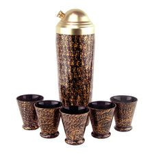 Black Glass Gold Splatter Cocktail Shaker Set