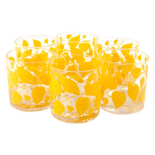 Georges Briard Yellow Leaf Rocks Glasses