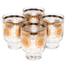 Vintage Georges Briard Gold Flower Footed Highball Glasses | The Hour Shop