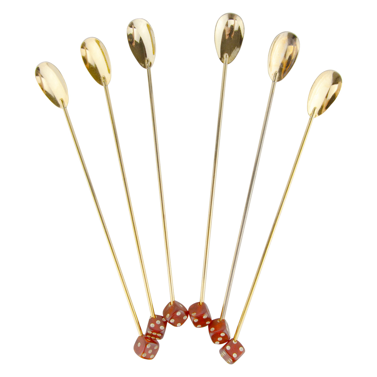 Vintage Amber Dice End Gold Stir Spoons | The Hour Barware