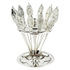 Brazilian Embossed Silver Plate Cocktail Pick Set